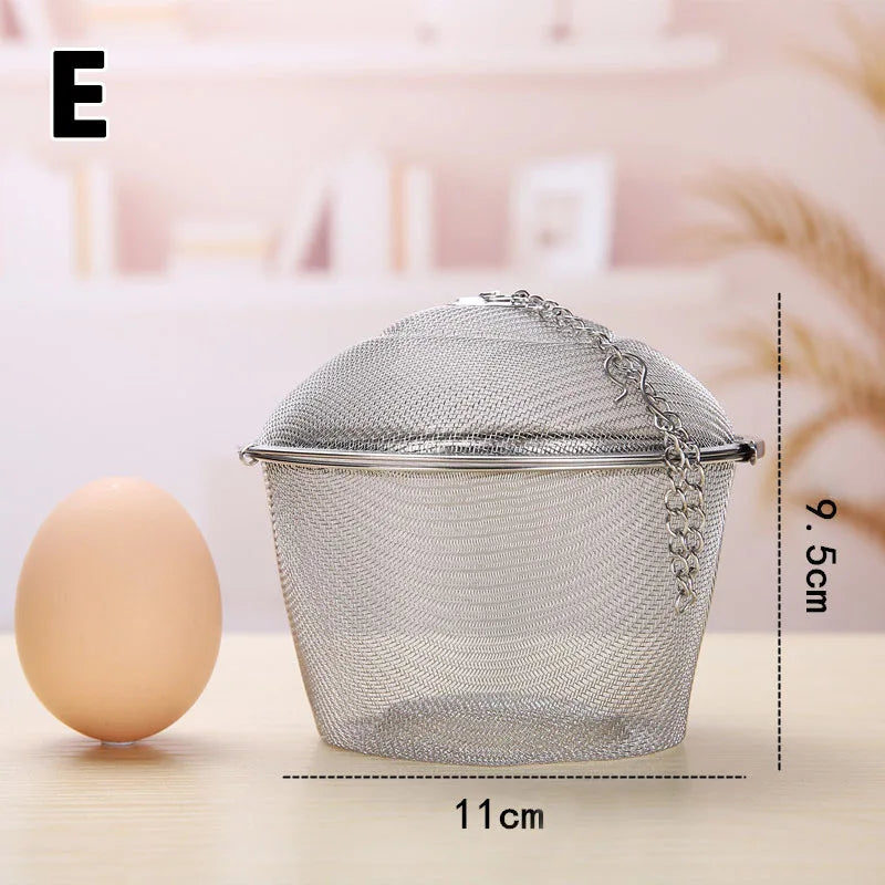 Herbal Ball Tea Spice Strainer Durable Silver Reusable Stainless Mesh Teakettle Locking Tea Filter Infuser Spice Kitchen 5 Sizes