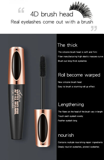 QIC Eyelash Mascara XPTTEE WELIGHL Lasting Mascara & Eyeliner Waterproof Thick Long Curly Silicone Eyelash Brush 4D Mascara