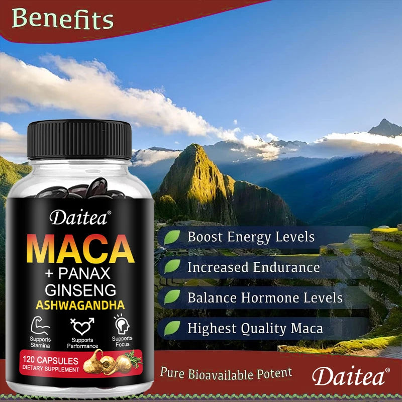 Mac A Root + Red Ginseng and Ashwagandha Extracts Help Support Energy, Endurance and Performance