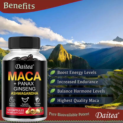 Mac A Root + Red Ginseng and Ashwagandha Extracts Help Support Energy, Endurance and Performance
