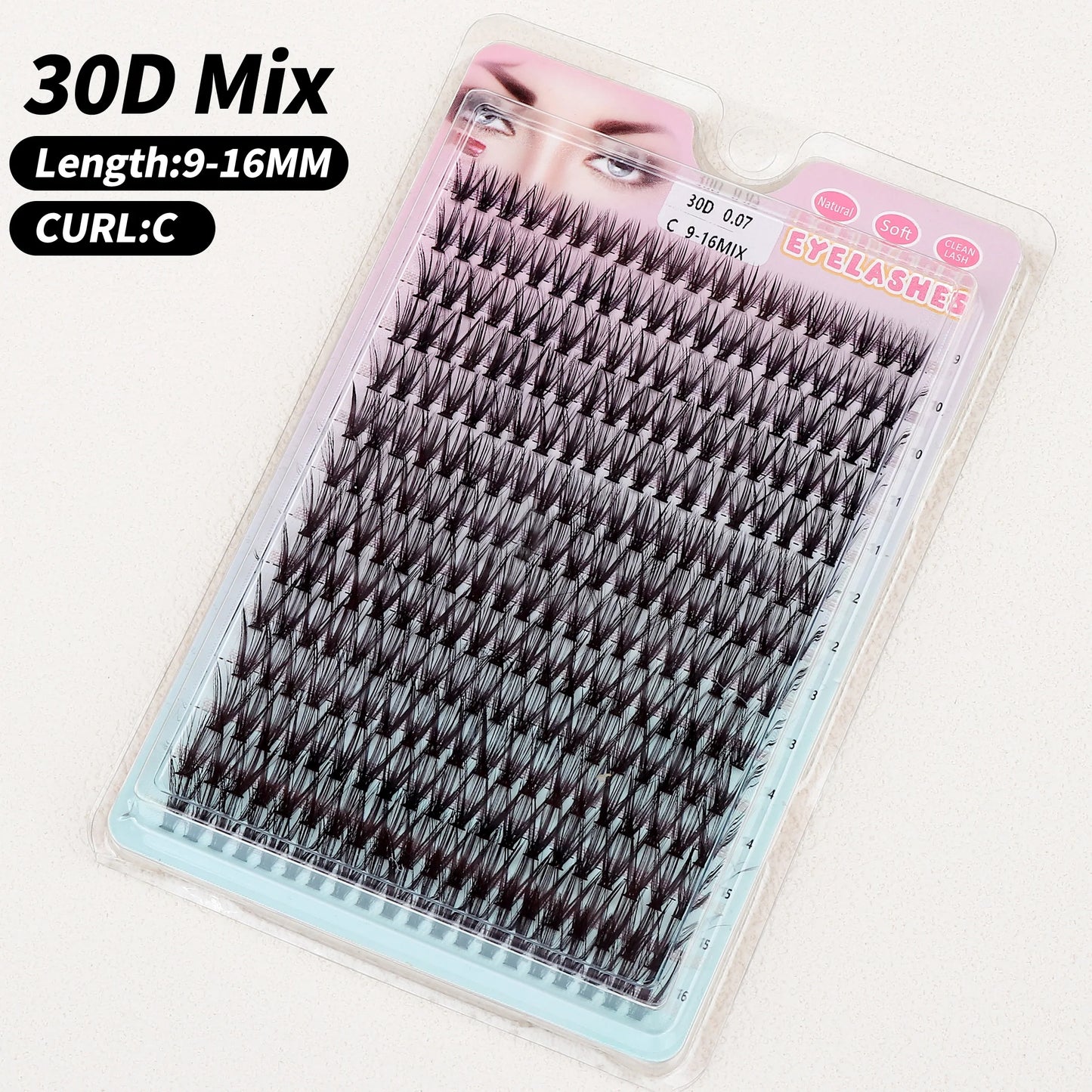 Individual Lashes 20-100D 280pcs Cluster Lashes Natural Look Mixed Tray DIY Eyelash Extension Volume Lash Clusters Eyelashes