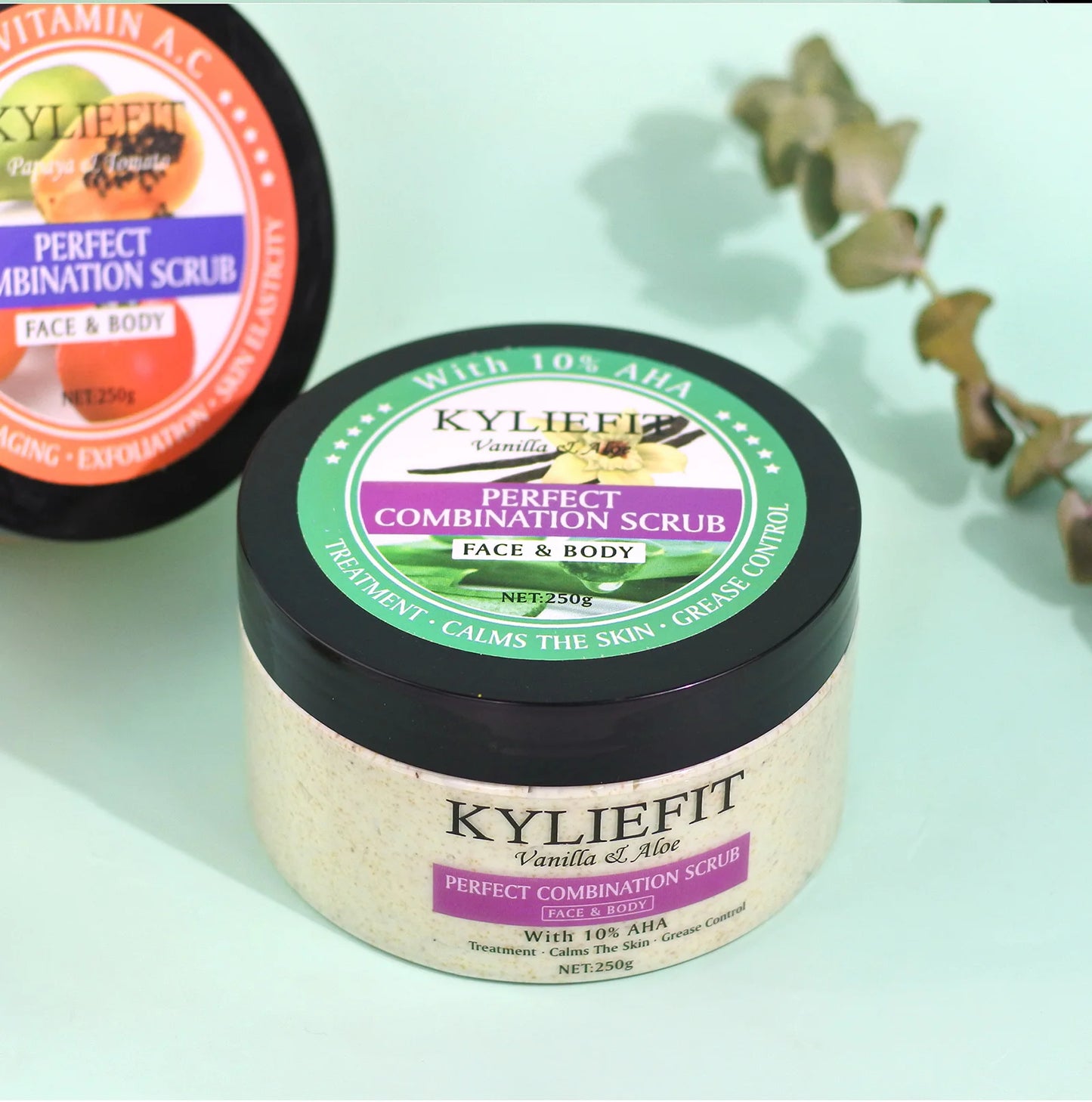 Natural Vanilla & Aloe Perfect Combination Scrub, With 10% AHA, Reduce Acne and Black Spots, For Face & Body Use