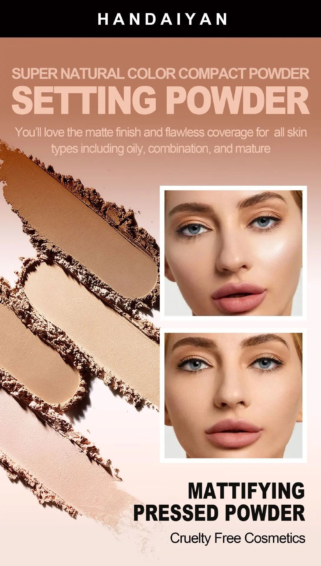 Face Setting Powder Cushion Long Lasting Oil-Control Pressed Foundations 8 Colors Matte Finish Concealer Makeup Pressed Powder