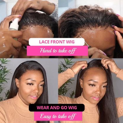 Pre Cut No Glue 4x6 Bone Straight Glueless Wig Human Hair 5x5 Ready To Wear Brazilian Lace Front Wigs For Women Preplucked Bling