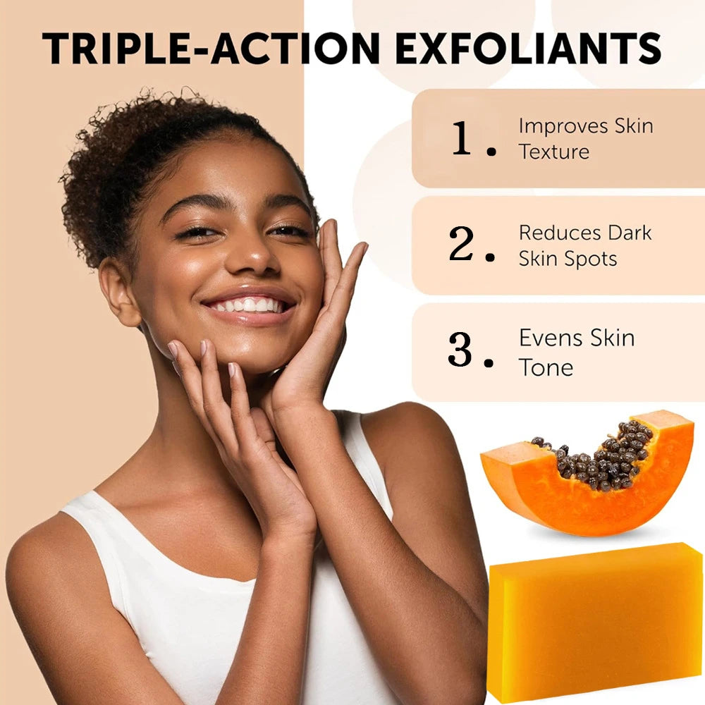 Kojic Acid Papaya Soap 100g, Whitening, Moisturizing, Handmade Skin Lightening Soap for Face & Body, Deep Cleansing, Hydrating