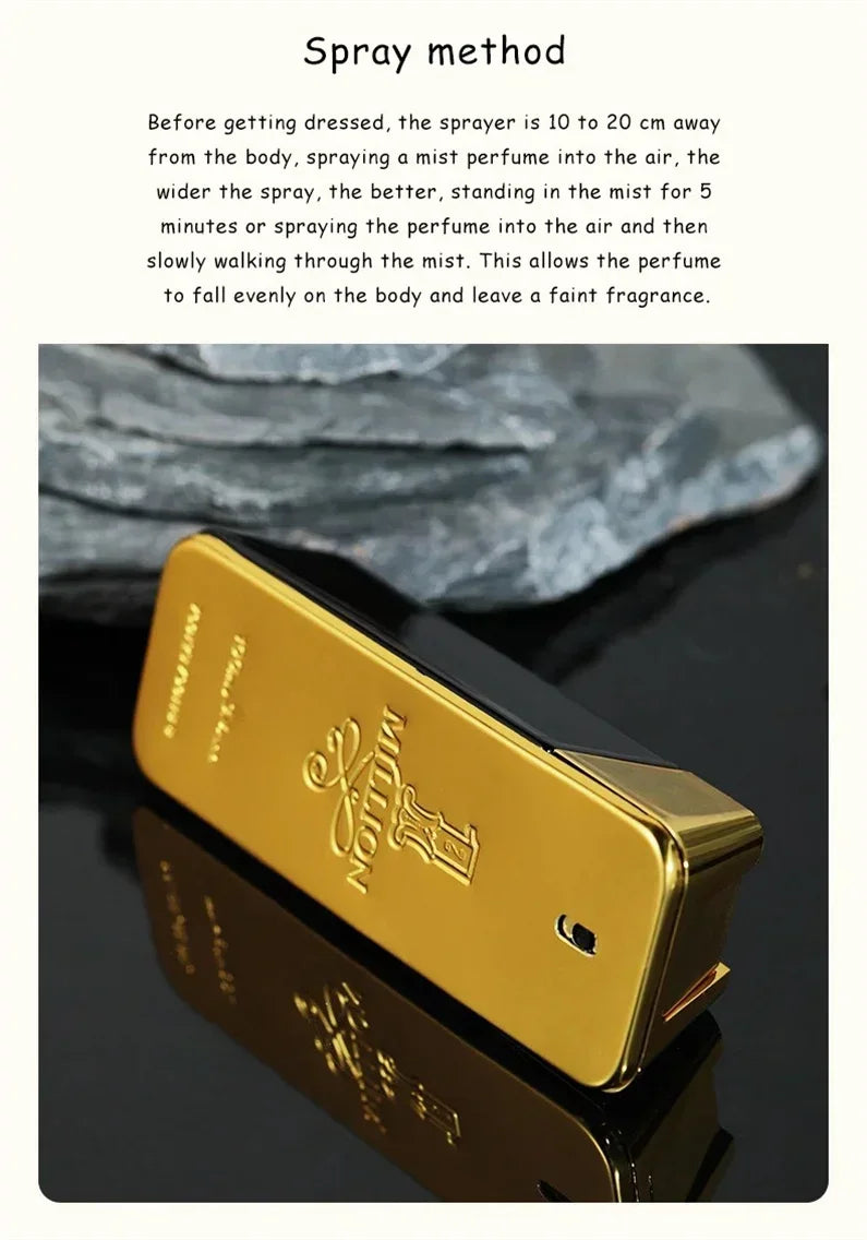 100ML Million Gold Men's Perfume Long Lasting Strong Men's Strong Spicy Pheromone Cologne Body Spray  Perfumes Parfum Homme