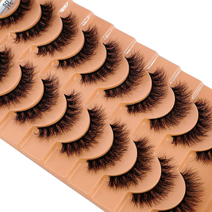 10Pairs 3D Mink Lashes Cilios Fluffy Soft Beauty Natural Short Mink Fake Eyelashes Classic Thick Reusable Makeup False Eyelashes