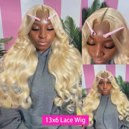 13x6 hd lace frontal wig 13x4 lace frontal human hair wig Transparent 613 blonde wig body wave Wigs 250 Density cheap wigs