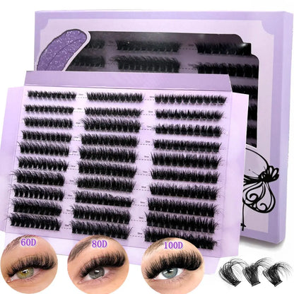 290/300Pcs 5D Fluffy 10-18mm Mix Lashes Cluster 60D-120DThick Eyelash D/DD Curl Individual Lashes DIY Lash Extensions Eyelashes